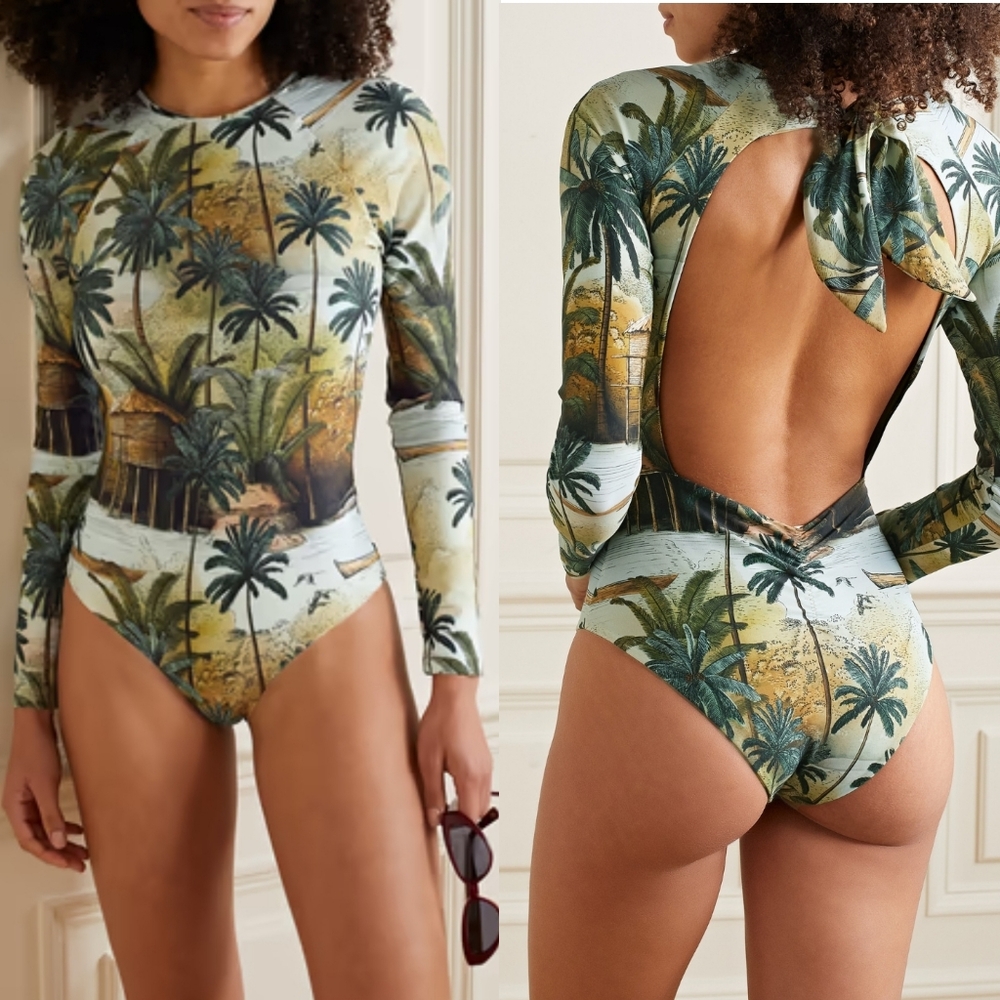 Johanna Ortiz Tropical Print One Piece Swimsuit - rash guard
